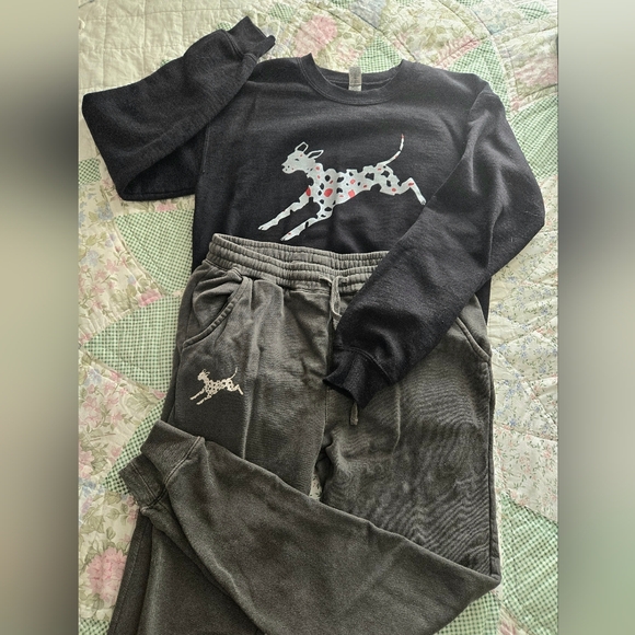 Tops - Drawstring Sweatpants And Sweatshirt with Dalmatian Print